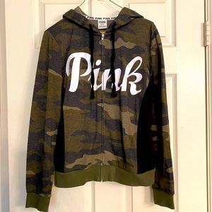 PINK by VS camo jacket hoodie Medium